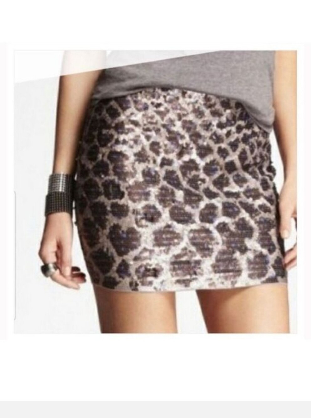 Express Sequin Leopard Print Mini Skirt - Bronze